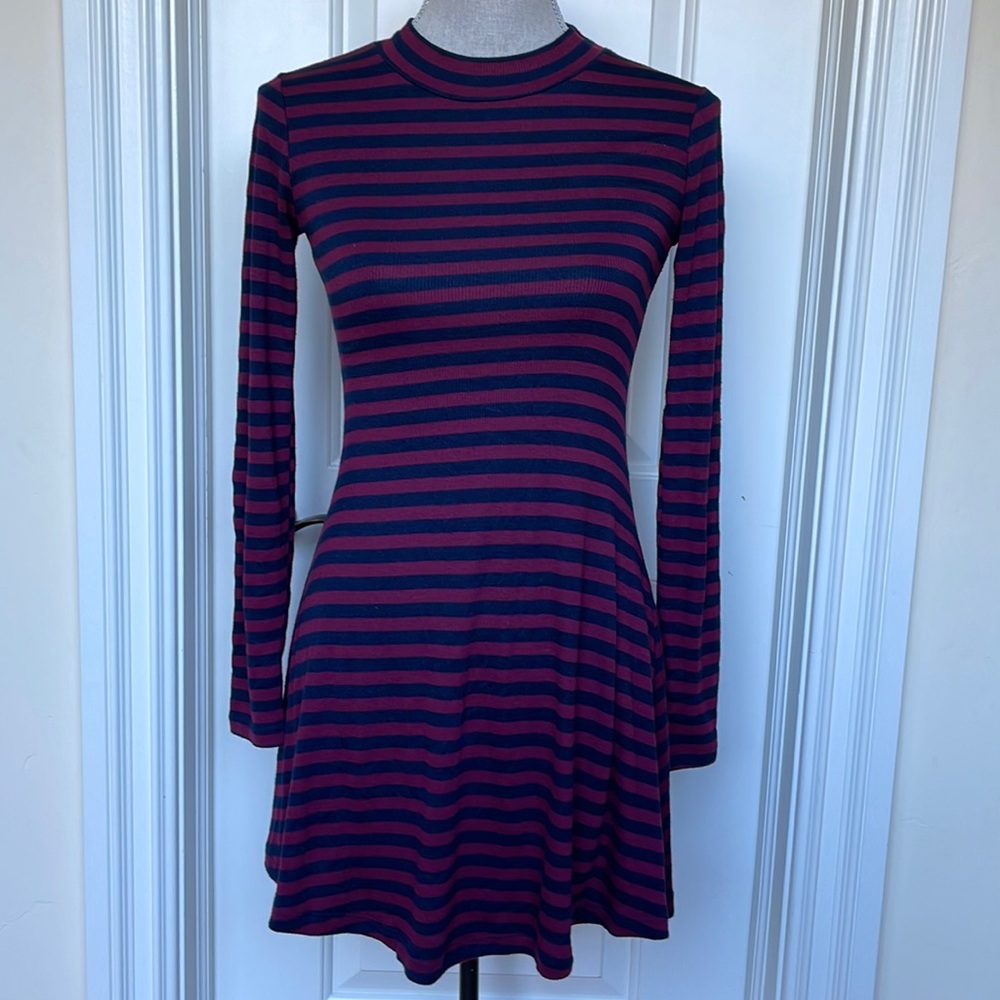 Lush Striped Long Sleeve Mini Dress | Size XS